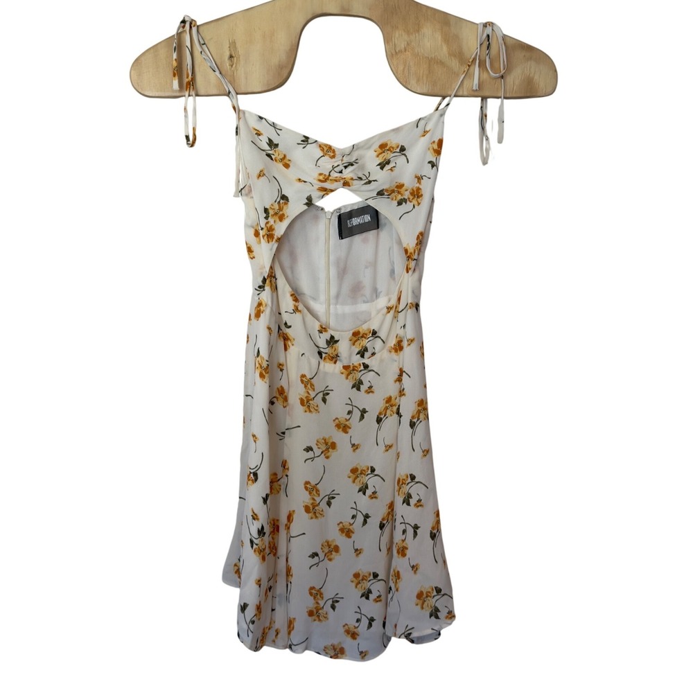 Reformation Elyse Cutout Mini Dress Size 6 Ditsy Floral Tie Straps Cottagecore